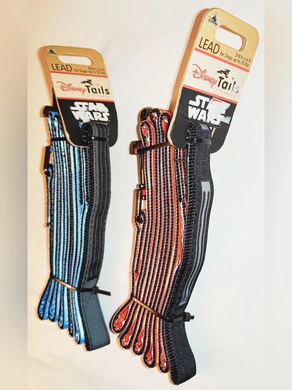 Disney Tails Star Wars Dog Leashes - Blue & Orange Striped Nylon (2 Pack)
